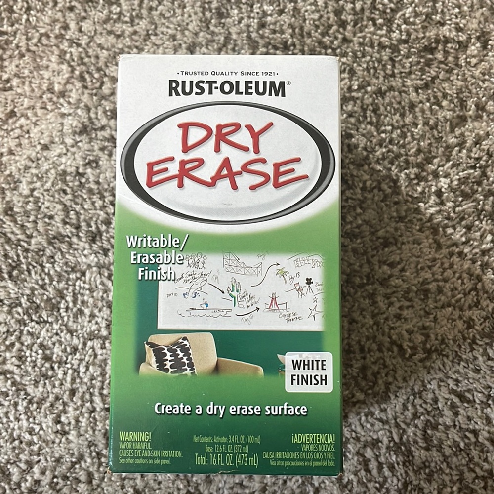 NWT RUST-OLEUM “Dry Erase Board “ kit. Bought off Amazon, too late to return